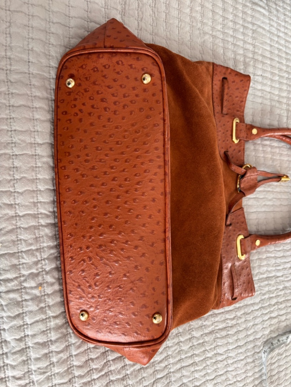 IMAN 100% Ostrich leather tote bag EUC - Picture 9 of 9